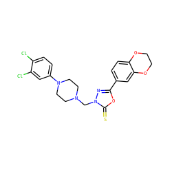 S=c1oc(-c2ccc3c(c2)OCCO3)nn1CN1CCN(c2ccc(Cl)c(Cl)c2)CC1 ZINC001772570614
