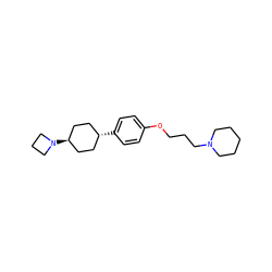 c1cc([C@H]2CC[C@H](N3CCC3)CC2)ccc1OCCCN1CCCCC1 ZINC000101437349