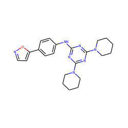 c1cc(-c2ccc(Nc3nc(N4CCCCC4)nc(N4CCCCC4)n3)cc2)on1 ZINC001772637982