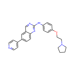 c1cc(-c2ccc3nc(Nc4ccc(OCCN5CCCC5)cc4)ncc3c2)ccn1 ZINC000095587326