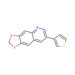 c1cc(-c2cnc3cc4c(cc3c2)OCO4)cs1 ZINC000003832255