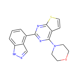 c1cc(-c2nc(N3CCOCC3)c3ccsc3n2)c2cn[nH]c2c1 ZINC000073389232