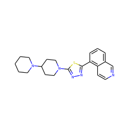 c1cc(-c2nnc(N3CCC(N4CCCCC4)CC3)s2)c2ccncc2c1 ZINC000084670288