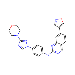 c1cc(-n2cnc(N3CCOCC3)n2)ccc1Nc1ncc2ccc(-c3cnoc3)cc2n1 ZINC000071316337