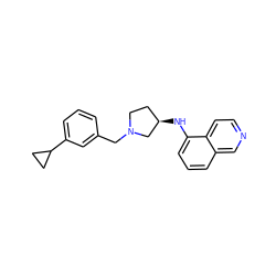 c1cc(CN2CC[C@@H](Nc3cccc4cnccc34)C2)cc(C2CC2)c1 ZINC000114334085