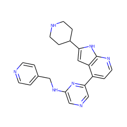 c1cc(CNc2cncc(-c3ccnc4[nH]c(C5CCNCC5)cc34)n2)ccn1 ZINC000226069358