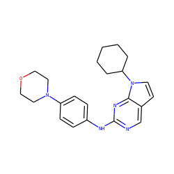 c1cc(N2CCOCC2)ccc1Nc1ncc2ccn(C3CCCCC3)c2n1 ZINC000014954845