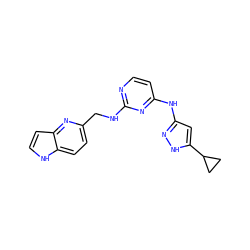 c1cc(Nc2cc(C3CC3)[nH]n2)nc(NCc2ccc3[nH]ccc3n2)n1 ZINC000147118044