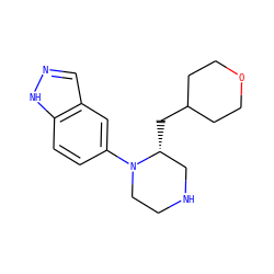 c1cc2[nH]ncc2cc1N1CCNC[C@H]1CC1CCOCC1 ZINC000053293993