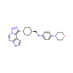 c1cc2c(ncn3nnc([C@H]4CC[C@H](CNc5ccc(N6CCOCC6)cc5)CC4)c23)[nH]1 ZINC001772618906