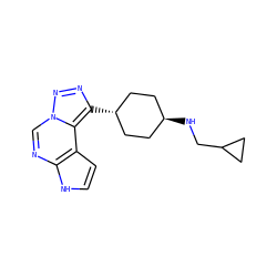 c1cc2c(ncn3nnc([C@H]4CC[C@H](NCC5CC5)CC4)c23)[nH]1 ZINC001772606279