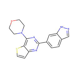 c1cc2nc(-c3ccc4cn[nH]c4c3)nc(N3CCOCC3)c2s1 ZINC000040957837