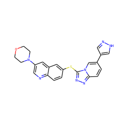 c1cc2ncc(N3CCOCC3)cc2cc1Sc1nnc2ccc(-c3cn[nH]c3)cn12 ZINC000204983465