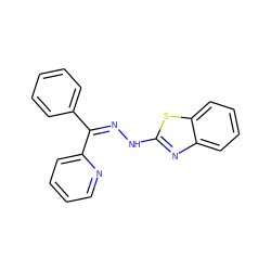 c1ccc(/C(=N/Nc2nc3ccccc3s2)c2ccccn2)cc1 ZINC000005706507