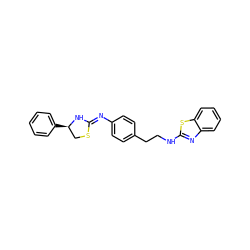 c1ccc([C@@H]2CS/C(=N\c3ccc(CCNc4nc5ccccc5s4)cc3)N2)cc1 ZINC000049031436