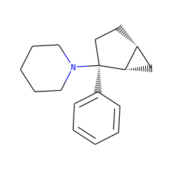 c1ccc([C@]2(N3CCCCC3)CC[C@@H]3C[C@@H]32)cc1 ZINC000013731058