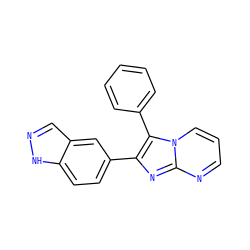 c1ccc(-c2c(-c3ccc4[nH]ncc4c3)nc3ncccn23)cc1 ZINC000066078569