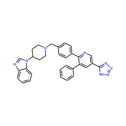 c1ccc(-c2cc(-c3nnn[nH]3)cnc2-c2ccc(CN3CCC(n4cnc5ccccc54)CC3)cc2)cc1 ZINC000014958008