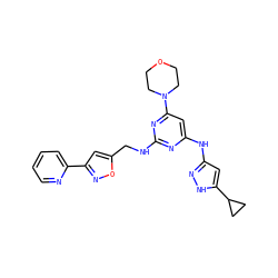 c1ccc(-c2cc(CNc3nc(Nc4cc(C5CC5)[nH]n4)cc(N4CCOCC4)n3)on2)nc1 ZINC000140452488
