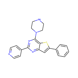 c1ccc(-c2cc3nc(-c4ccncc4)nc(N4CCNCC4)c3s2)cc1 ZINC000223667143