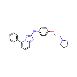 c1ccc(-c2cccc3nc(Nc4ccc(OCCN5CCCC5)cc4)nn23)cc1 ZINC000096169601