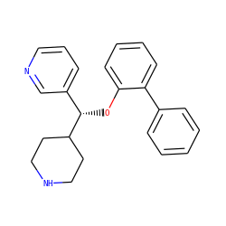 c1ccc(-c2ccccc2O[C@@H](c2cccnc2)C2CCNCC2)cc1 ZINC000043079973
