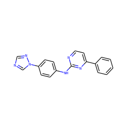 c1ccc(-c2ccnc(Nc3ccc(-n4cncn4)cc3)n2)cc1 ZINC000045285746