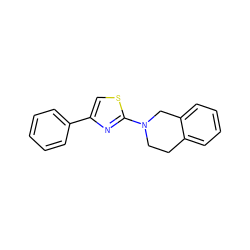 c1ccc(-c2csc(N3CCc4ccccc4C3)n2)cc1 ZINC000000053390