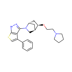 c1ccc(-c2csc3[nH]nc(N4C[C@H]5C[C@H]4C[C@H]5OCCN4CCCC4)c23)cc1 ZINC000147698293