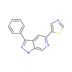 c1ccc(-c2n[nH]c3cnc(-c4cncs4)cc23)cc1 ZINC000205245448
