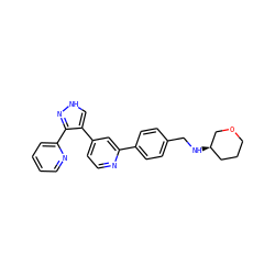 c1ccc(-c2n[nH]cc2-c2ccnc(-c3ccc(CN[C@@H]4CCCOC4)cc3)c2)nc1 ZINC000045253985
