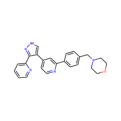 c1ccc(-c2n[nH]cc2-c2ccnc(-c3ccc(CN4CCOCC4)cc3)c2)nc1 ZINC000013684464