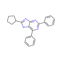 c1ccc(-c2nc(-c3ccccc3)c3[nH]c(C4CCCC4)nc3n2)cc1 ZINC000013686546