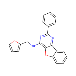 c1ccc(-c2nc(NCc3ccco3)c3oc4ccccc4c3n2)cc1 ZINC000005277754