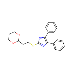c1ccc(-c2nc(SCCC3OCCCO3)[nH]c2-c2ccccc2)cc1 ZINC000000599762