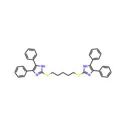 c1ccc(-c2nc(SCCCCCSc3nc(-c4ccccc4)c(-c4ccccc4)[nH]3)[nH]c2-c2ccccc2)cc1 ZINC000029476974