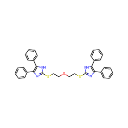 c1ccc(-c2nc(SCCOCCSc3nc(-c4ccccc4)c(-c4ccccc4)[nH]3)[nH]c2-c2ccccc2)cc1 ZINC000029469353