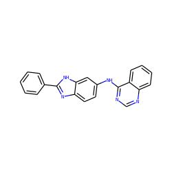 c1ccc(-c2nc3ccc(Nc4ncnc5ccccc45)cc3[nH]2)cc1 ZINC000299833817