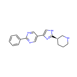 c1ccc(-c2ncc(-c3c[nH]c([C@@H]4CCCNC4)n3)cn2)cc1 ZINC000118614925