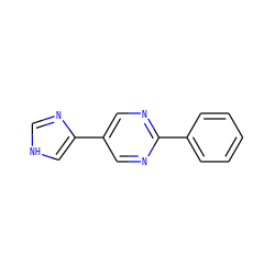 c1ccc(-c2ncc(-c3c[nH]cn3)cn2)cc1 ZINC000118621935