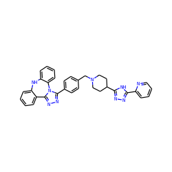 c1ccc(-c2nnc(C3CCN(Cc4ccc(-c5nnc6n5-c5ccccc5Nc5ccccc5-6)cc4)CC3)[nH]2)nc1 ZINC000142469204