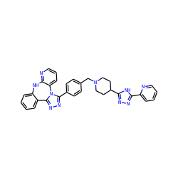 c1ccc(-c2nnc(C3CCN(Cc4ccc(-c5nnc6n5-c5cccnc5Nc5ccccc5-6)cc4)CC3)[nH]2)nc1 ZINC000096173993