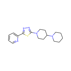 c1ccc(-c2nnc(N3CCC(N4CCCCC4)CC3)s2)nc1 ZINC000066258905