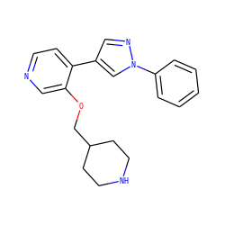 c1ccc(-n2cc(-c3ccncc3OCC3CCNCC3)cn2)cc1 ZINC000653899316