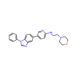c1ccc(-n2cnc3cc(-c4ccc(NCCN5CCOCC5)nc4)ccc32)cc1 ZINC000013536071