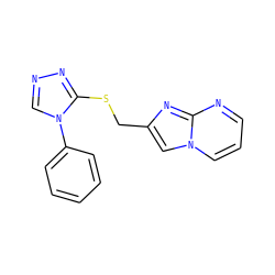 c1ccc(-n2cnnc2SCc2cn3cccnc3n2)cc1 ZINC000000180606