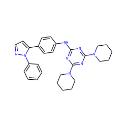 c1ccc(-n2nccc2-c2ccc(Nc3nc(N4CCCCC4)nc(N4CCCCC4)n3)cc2)cc1 ZINC001772602718