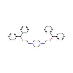 c1ccc(C(OCCN2CCN(CCOC(c3ccccc3)c3ccccc3)CC2)c2ccccc2)cc1 ZINC000022938531