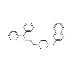 c1ccc(C(OCCN2CCN(Cc3cnc4ccccc4c3)CC2)c2ccccc2)cc1 ZINC000022938649
