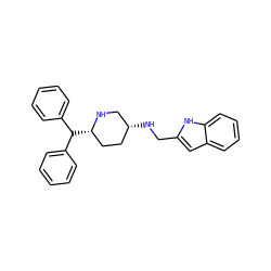 c1ccc(C(c2ccccc2)[C@H]2CC[C@@H](NCc3cc4ccccc4[nH]3)CN2)cc1 ZINC000022930181